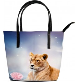 Shoulder Bag Tote Bags for Women African Lion Leather Shopper Work Handbags Large Casual Bag $27.25 Totes