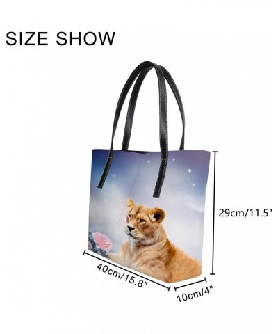 Shoulder Bag Tote Bags for Women African Lion Leather Shopper Work Handbags Large Casual Bag $27.25 Totes