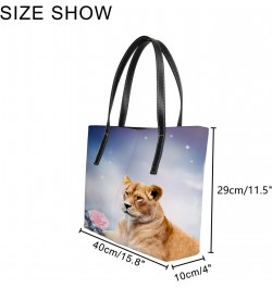 Shoulder Bag Tote Bags for Women African Lion Leather Shopper Work Handbags Large Casual Bag $27.25 Totes