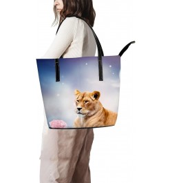 Shoulder Bag Tote Bags for Women African Lion Leather Shopper Work Handbags Large Casual Bag $27.25 Totes