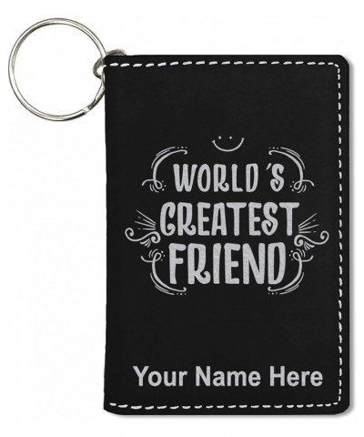 ID Holder Wallet, World's Greatest Friend, Personalized Engraving Included (Light Brown) Black with Silver $14.00 Wallets