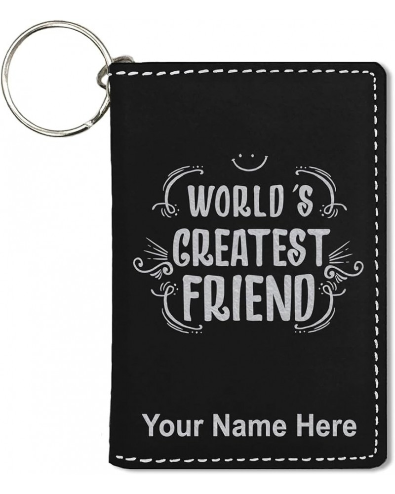 ID Holder Wallet, World's Greatest Friend, Personalized Engraving Included (Light Brown) Black with Silver $14.00 Wallets