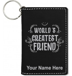 ID Holder Wallet, World's Greatest Friend, Personalized Engraving Included (Light Brown) Black with Silver $14.00 Wallets