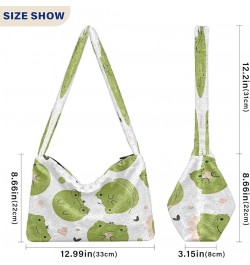 Cute Llama Floral Women Designer Hobo Bags, Fuzzy Tote Shoulder Handbags Funny Cute Frogs $11.54 Totes