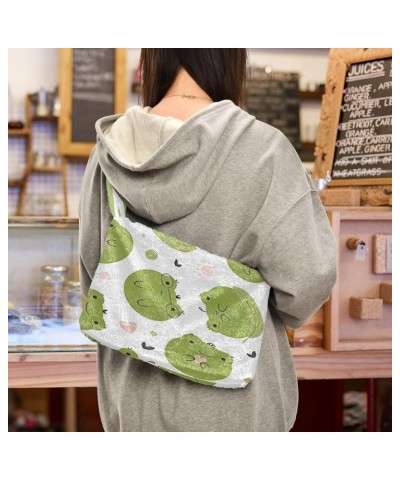 Cute Llama Floral Women Designer Hobo Bags, Fuzzy Tote Shoulder Handbags Funny Cute Frogs $11.54 Totes