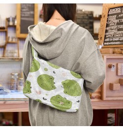 Cute Llama Floral Women Designer Hobo Bags, Fuzzy Tote Shoulder Handbags Funny Cute Frogs $11.54 Totes