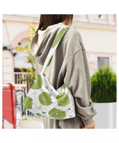 Cute Llama Floral Women Designer Hobo Bags, Fuzzy Tote Shoulder Handbags Funny Cute Frogs $11.54 Totes