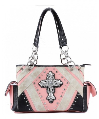 Rhinestone Cross Western Conceal And Carry Handbag Peach $20.25 Handbags