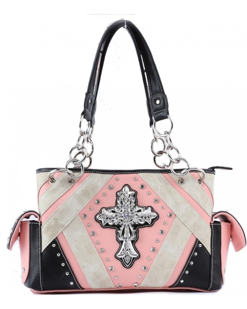 Rhinestone Cross Western Conceal And Carry Handbag Peach $20.25 Handbags