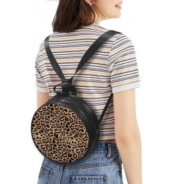 Womens Girls Top-Handle Handbag Casual Round Purse Zipper PU Leather Satchel with Adjustablle Straps Leopard Print $14.83 Sho...