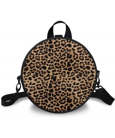 Womens Girls Top-Handle Handbag Casual Round Purse Zipper PU Leather Satchel with Adjustablle Straps Leopard Print $14.83 Sho...