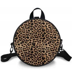 Womens Girls Top-Handle Handbag Casual Round Purse Zipper PU Leather Satchel with Adjustablle Straps Leopard Print $14.83 Sho...