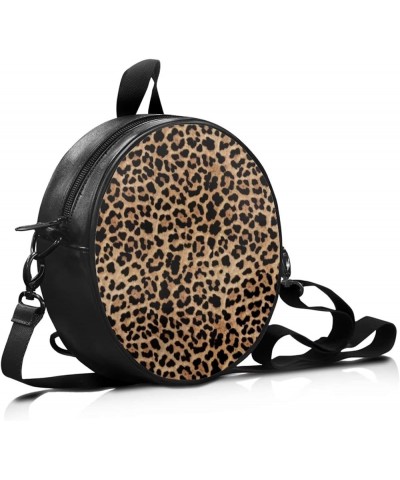 Womens Girls Top-Handle Handbag Casual Round Purse Zipper PU Leather Satchel with Adjustablle Straps Leopard Print $14.83 Sho...