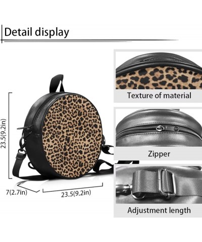 Womens Girls Top-Handle Handbag Casual Round Purse Zipper PU Leather Satchel with Adjustablle Straps Leopard Print $14.83 Sho...