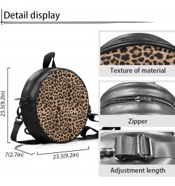 Womens Girls Top-Handle Handbag Casual Round Purse Zipper PU Leather Satchel with Adjustablle Straps Leopard Print $14.83 Sho...