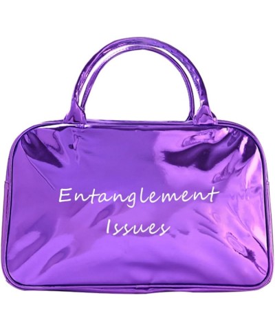 Gym Bag for Women Shiny PU Carry-All Sports Shoulder Bag Carry on Tote Bag Swim Yoga Dance Purple-D $22.26 Totes