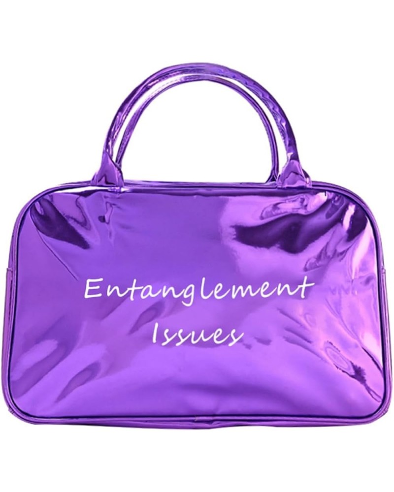 Gym Bag for Women Shiny PU Carry-All Sports Shoulder Bag Carry on Tote Bag Swim Yoga Dance Purple-D $22.26 Totes