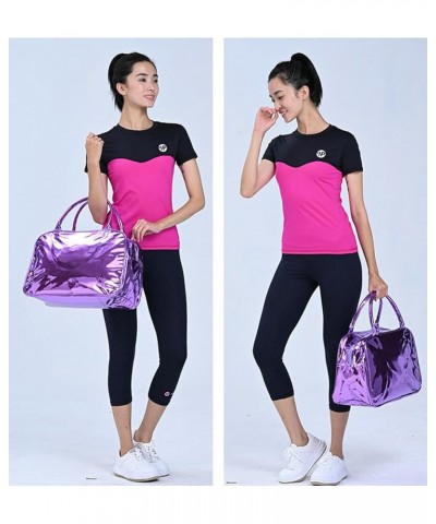 Gym Bag for Women Shiny PU Carry-All Sports Shoulder Bag Carry on Tote Bag Swim Yoga Dance Purple-D $22.26 Totes