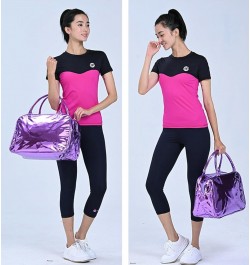 Gym Bag for Women Shiny PU Carry-All Sports Shoulder Bag Carry on Tote Bag Swim Yoga Dance Purple-D $22.26 Totes