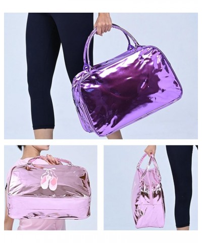 Gym Bag for Women Shiny PU Carry-All Sports Shoulder Bag Carry on Tote Bag Swim Yoga Dance Purple-D $22.26 Totes