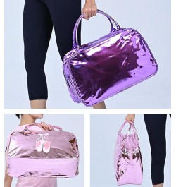 Gym Bag for Women Shiny PU Carry-All Sports Shoulder Bag Carry on Tote Bag Swim Yoga Dance Purple-D $22.26 Totes