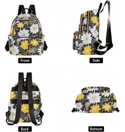 White Yellow Gray Daisy Floral Backpack Purse for Women Small Travel Bag Fashion Daypack M 202a1971 M(11.4"x6.1"x14.17") 202a...