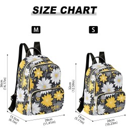 White Yellow Gray Daisy Floral Backpack Purse for Women Small Travel Bag Fashion Daypack M 202a1971 M(11.4"x6.1"x14.17") 202a...