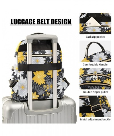 White Yellow Gray Daisy Floral Backpack Purse for Women Small Travel Bag Fashion Daypack M 202a1971 M(11.4"x6.1"x14.17") 202a...