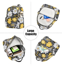 White Yellow Gray Daisy Floral Backpack Purse for Women Small Travel Bag Fashion Daypack M 202a1971 M(11.4"x6.1"x14.17") 202a...