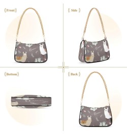 Shoulder Bags for Women Llama in Gray Background Hobo Tote Handbag Small Clutch Purse with Zipper Closure $17.04 Shoulder Bags