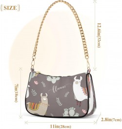 Shoulder Bags for Women Llama in Gray Background Hobo Tote Handbag Small Clutch Purse with Zipper Closure $17.04 Shoulder Bags