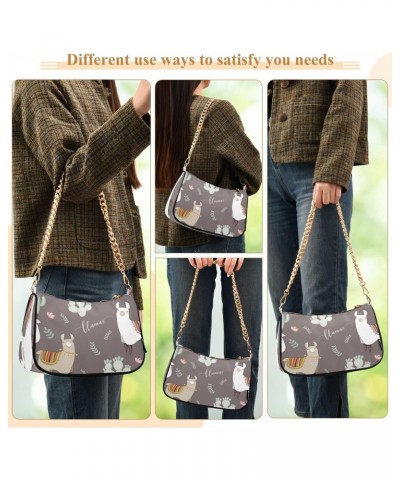 Shoulder Bags for Women Llama in Gray Background Hobo Tote Handbag Small Clutch Purse with Zipper Closure $17.04 Shoulder Bags