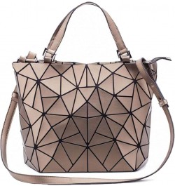 Geometric Lattice Top-handle Handbag for Women Matte Tote Purse Handbags Geometry Shoulder Bag 002bronze $15.89 Travel Gear