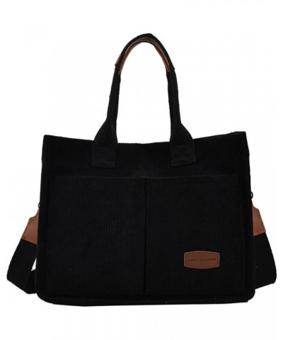 Corduroy Tote Bag for Women Crossbody Bag Casual Shoulder Bags Top Handle Handbag Hobo Tote Bags Purses Large Black $16.61 Totes