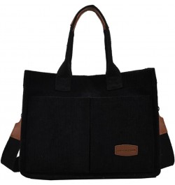 Corduroy Tote Bag for Women Crossbody Bag Casual Shoulder Bags Top Handle Handbag Hobo Tote Bags Purses Large Black $16.61 Totes