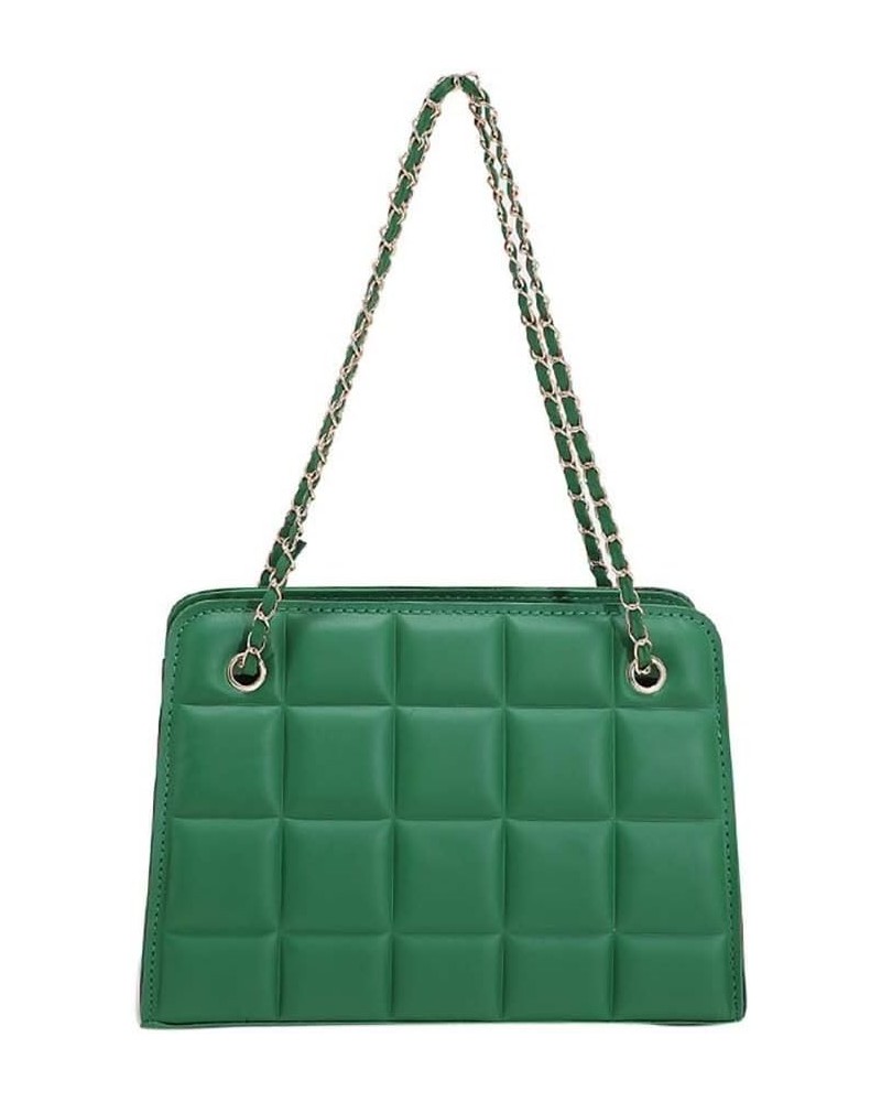 Square indentation casual one shoulder crossbody chain small square bag Green $10.14 Crossbody Bags