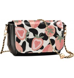 Pink Strawberries Black Spots Crossbody Bags for Women Leather Purse Shoulder Bag Handbag for Gifts Daily Work $18.80 Shoulde...