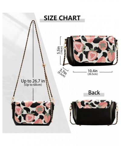 Pink Strawberries Black Spots Crossbody Bags for Women Leather Purse Shoulder Bag Handbag for Gifts Daily Work $18.80 Shoulde...