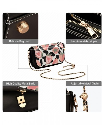 Pink Strawberries Black Spots Crossbody Bags for Women Leather Purse Shoulder Bag Handbag for Gifts Daily Work $18.80 Shoulde...