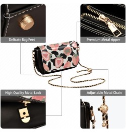 Pink Strawberries Black Spots Crossbody Bags for Women Leather Purse Shoulder Bag Handbag for Gifts Daily Work $18.80 Shoulde...