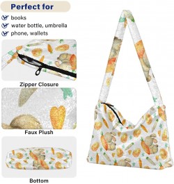 Easter Women Boho Handbag Rabbit Carrot Heart Star Watercolor Underarm Bag Tote Bag Shoulder Bag Crossbody Bag Fluffy Cell Ph...