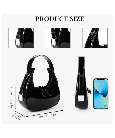 Crescent Shoulder Bag Fall Purse Faux Leather Red Shoulder Bag for Women Y2k Purse Small Hobo Handbag A1-black $14.01 Totes