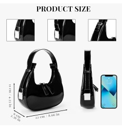 Crescent Shoulder Bag Fall Purse Faux Leather Red Shoulder Bag for Women Y2k Purse Small Hobo Handbag A1-black $14.01 Totes