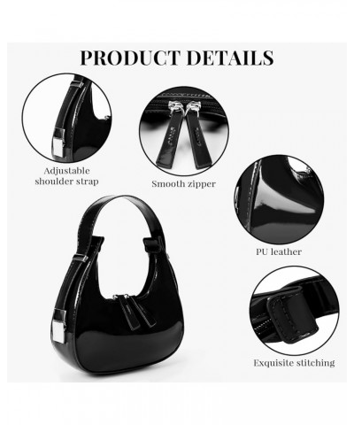 Crescent Shoulder Bag Fall Purse Faux Leather Red Shoulder Bag for Women Y2k Purse Small Hobo Handbag A1-black $14.01 Totes