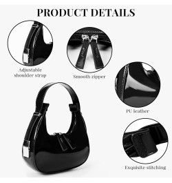 Crescent Shoulder Bag Fall Purse Faux Leather Red Shoulder Bag for Women Y2k Purse Small Hobo Handbag A1-black $14.01 Totes