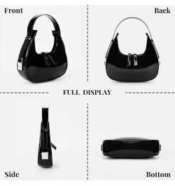 Crescent Shoulder Bag Fall Purse Faux Leather Red Shoulder Bag for Women Y2k Purse Small Hobo Handbag A1-black $14.01 Totes