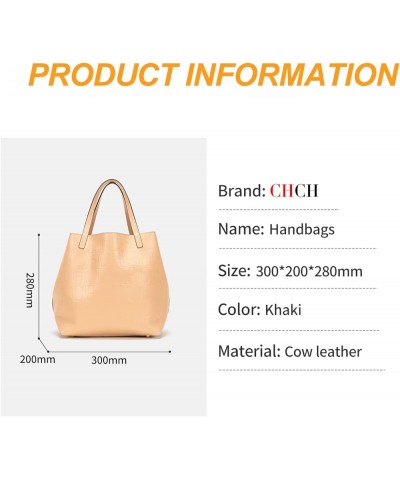 Women's Simple Letter Printed Solid Color Handbag Large Capacity Shoulder Bag Khaki $50.73 Shoulder Bags