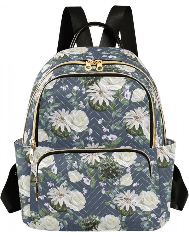 Rose Flower and Cactus Women's Backpack Purse Causal Daypack Work Travel College Business Trip Bag Shoulder Bag Medium $14.71...