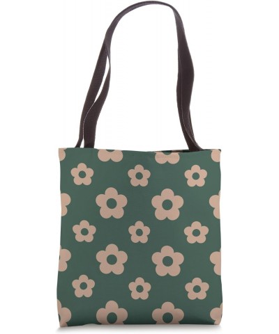 Daisy Hippie Flowers Vintage Retro Green Dark Aesthetic Tote Bag $13.42 Totes