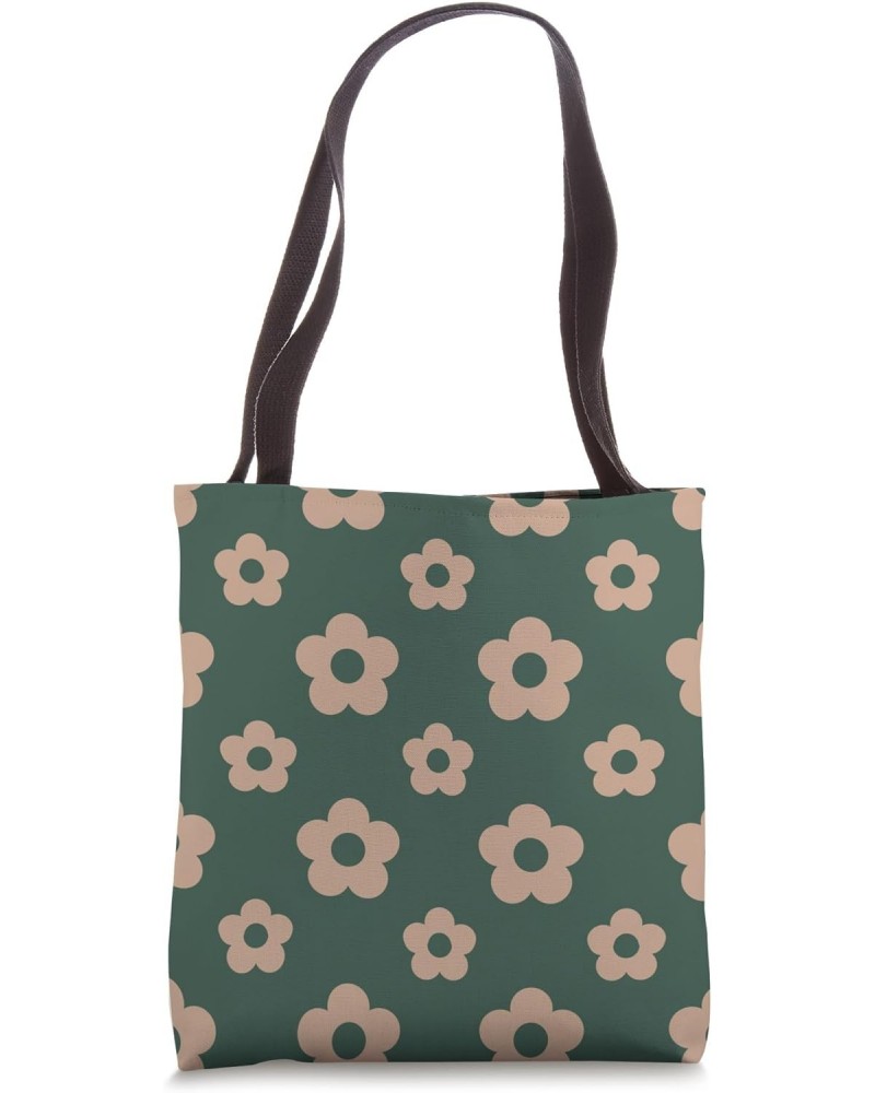 Daisy Hippie Flowers Vintage Retro Green Dark Aesthetic Tote Bag $13.42 Totes